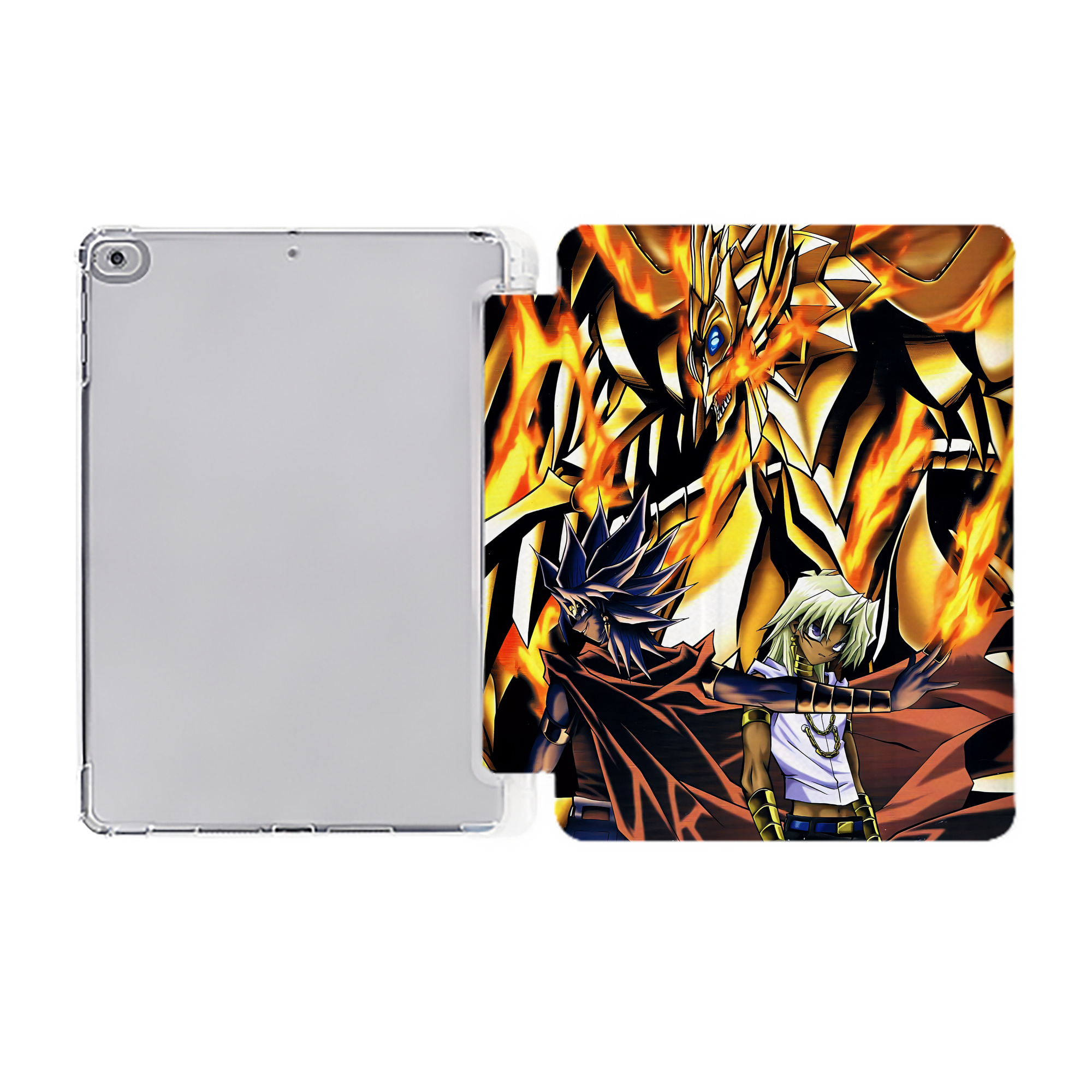 （画像用） 遊☆戯☆王 Yu-Gi-Oh! IPad ケース ペン収納付き 三つ折りスタンド PUレザー×シリコン 対応機種9.5/10.5/10.9インチ